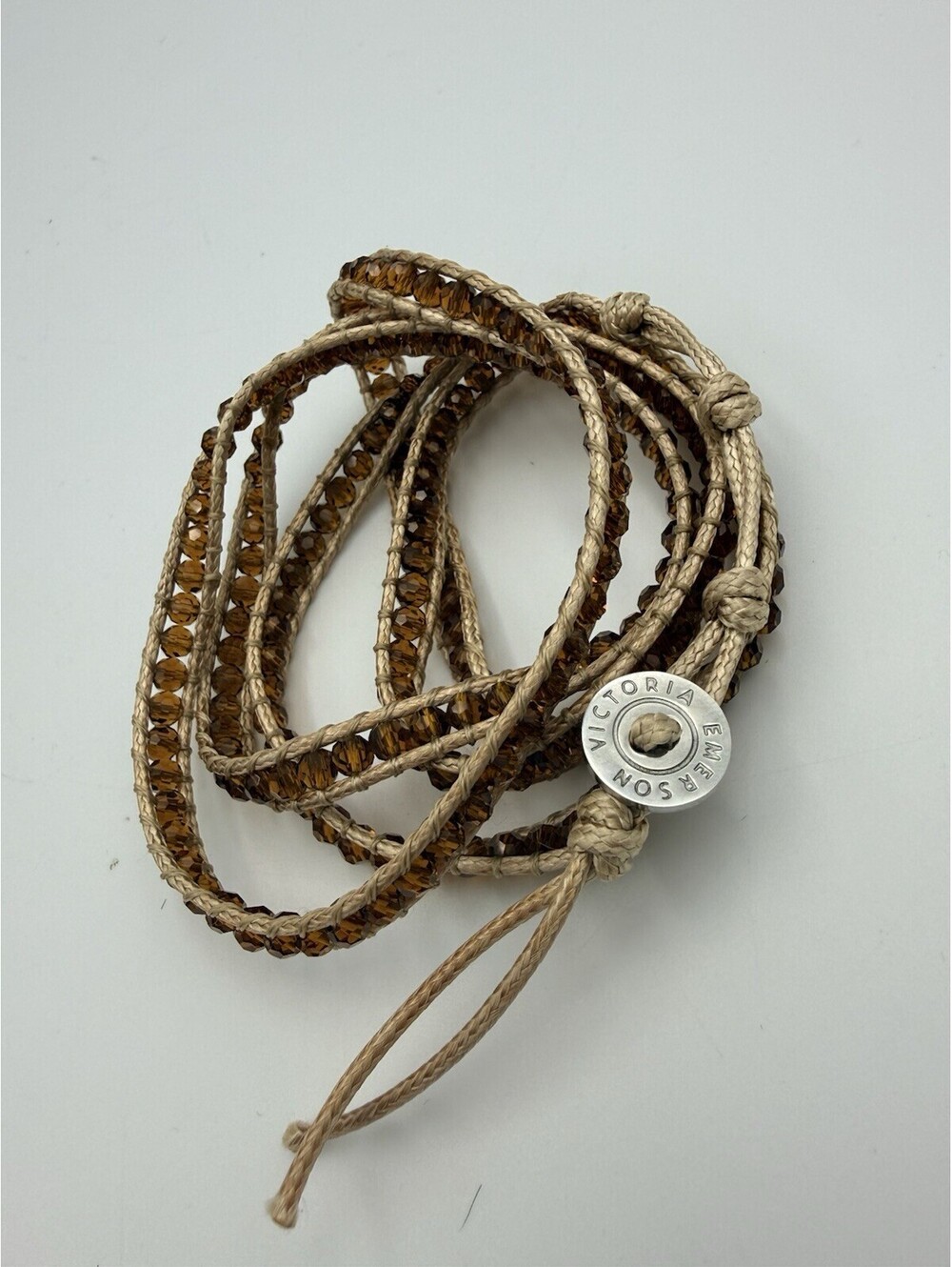 Victoria Emerson Brown Brass Bead Long Wrap Bracelet - Picture 3 of 4